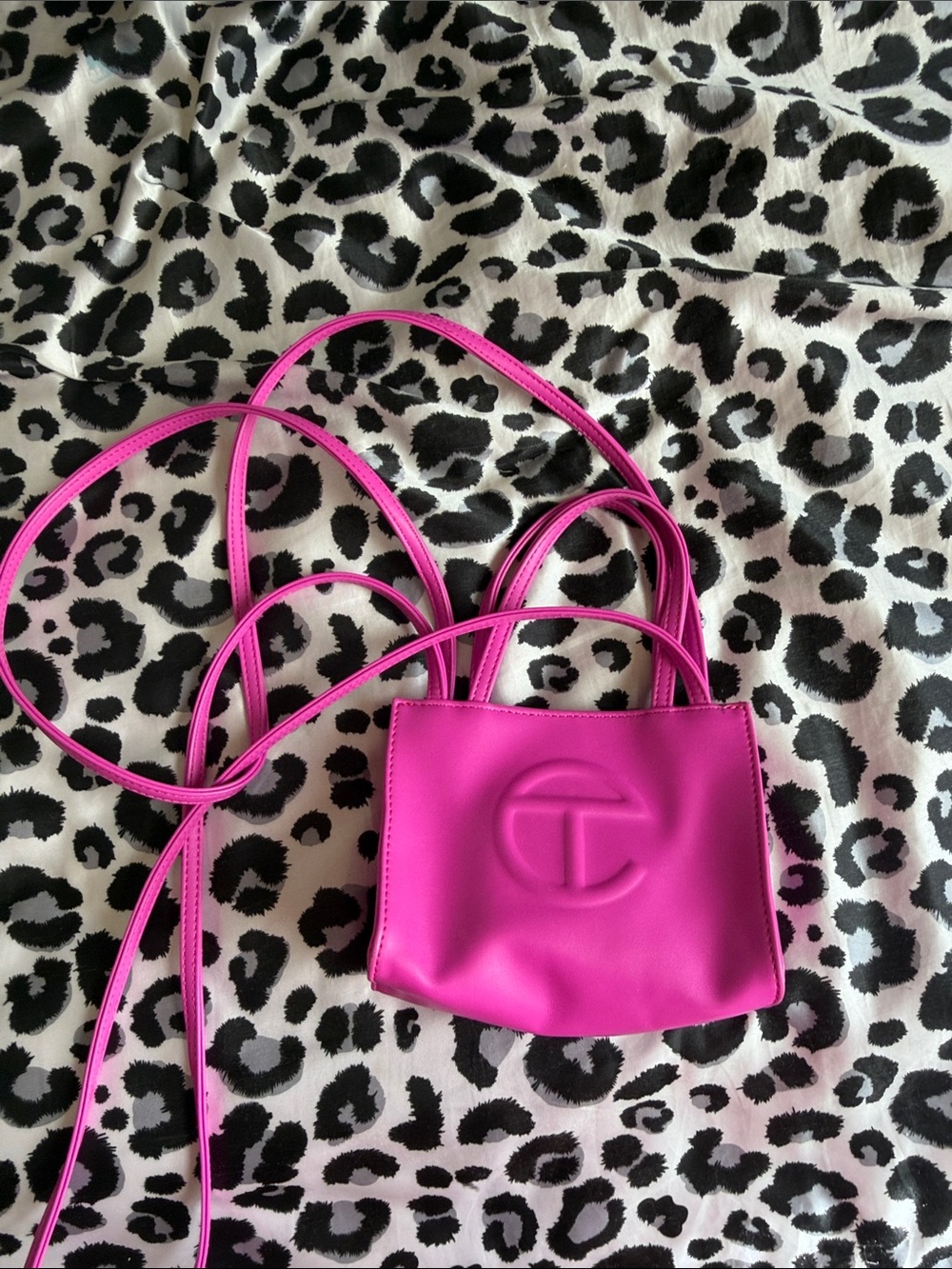 Telfar Hot Pink Mini Shopper with Embossed Logo